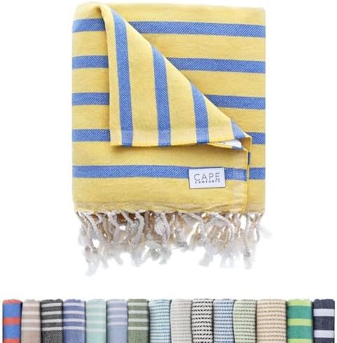 Cape Comforts Oversized Turkish Beach Towel, Striped Pale Yellow ...