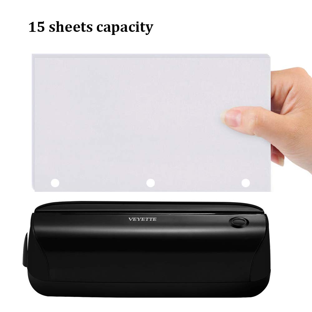 Troueuse Perforatrice électrique à 3 trous avec adaptateur pour bureau, école, studio, capacité de 20 feuilles, AC ou batterie Noir
