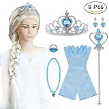 👸 Contenido del paquete: 1 peluca + 1 par de guantes + 1 tiara / corona + 1 cetro.Perfecto regalo de La Festividad de los Reyes Magos