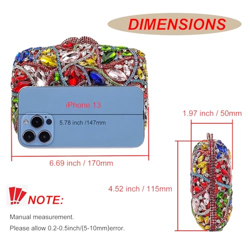 Image of Colorful Crystal Clutch Box Handbag Women Sparkling Evening Bags for Wedding Party Prom Purse