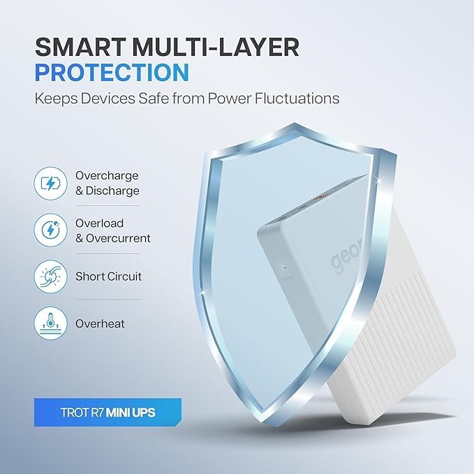 Image of Geonix Trot R7 Mini UPS | Up to 6 Hours Backup | Dual 2000mAh Battery | DC & USB Output | UPS for WiFi Router /Modem /Set top Box Devices White