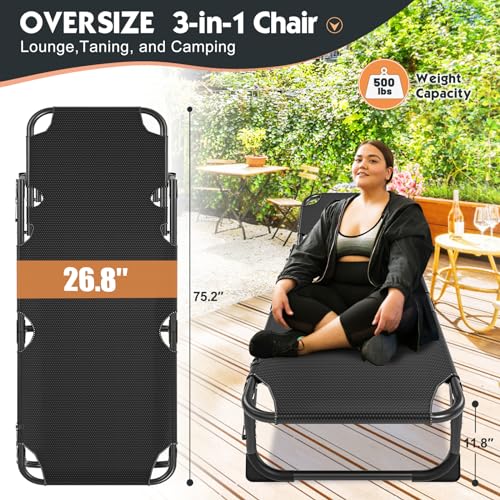 MOPHOTO Folding Lounge Chair 5-Position, Folding Cot, Portable Outdoor Chaise Lounge Chair for Sun Tanning, Perfect for Pool Beach Patio Sunbathing by MOPHOTO - Used condition - Image 2