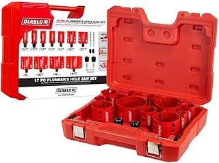 Diablo Bi - Metal Hole Saw Set for Plumbers - Fits with Snap-Lock Plus Mandrel System - 11 Saw Cups, 2 Snap-Lock Plus Mandrels, 2 Pilot Bits, 2 Adaptor Nuts - DHS17SPL