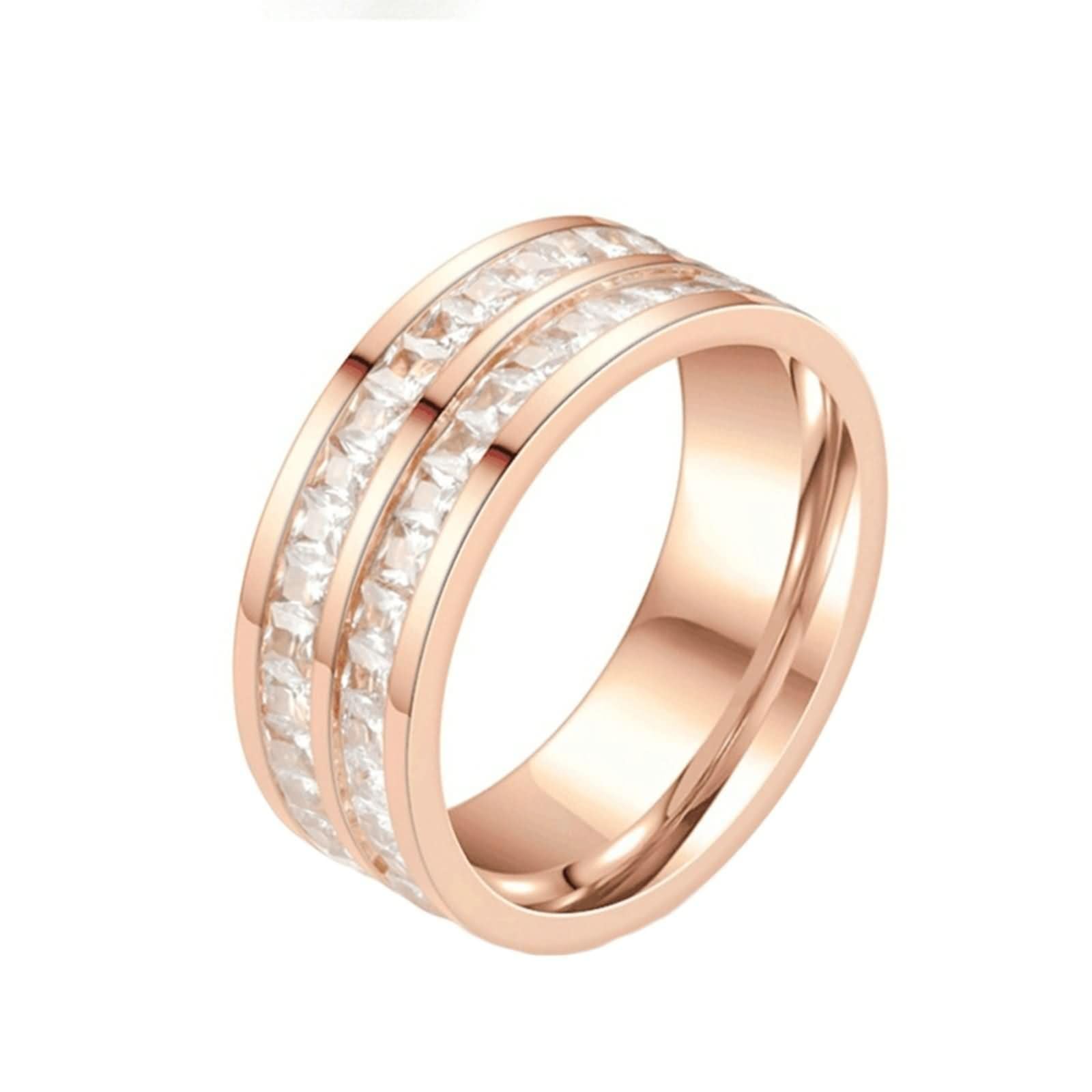 ANAZOZ Anillos Personalizados Hombre,Anillo de Hombre Barato Anillo de Acero Inoxidable para Mujer Redondo 8MM con Circonita Anillo Compromiso Hombre Plata