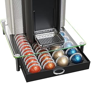 DecoBros Crystal Tempered Glass Nespresso Vertuoline Storage Drawer Holder for Capsules