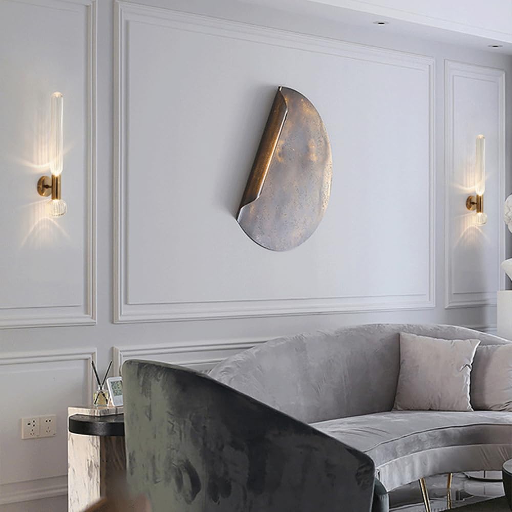 Lampada da parete a LED in oro Lampada da parete moderna in vetro a tubo lungo e lungo Lampada da parete in vetro trasparente a strisce nordiche su e giù 9W 3000K Lampada da bagno Lampada da p