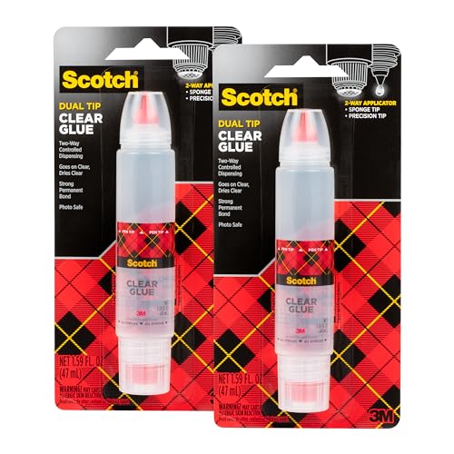 Image of Scotch Clear Glue in 2-Way Applicator, 1.6 oz, Photo Safe and Non-Toxic (Pack of 2)