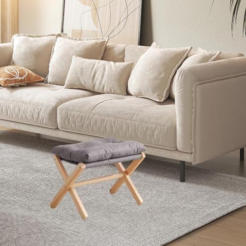 Tabouret en bois pliable et pouf gris pour petits espaces