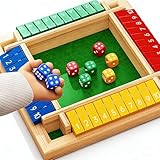 WTZWYFWJ Juego de Dados de Shut The Box,Juego de Mesa de Madera,Cierra la Caja Juego con 8 Dados,Juguetes de Matematicas para Niños,Juegos de Tablero Familiares y Viaje,Juegos de Tradicionales Adultos