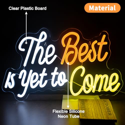 Image of The Best is Yet to Come Neon Sign, Letter Neon Signs for Wall Decor Dimmable Light up Sign, Classroom Wedding Party Bar Bedroom Home Neon Decor 16.53 x 10.23 inch