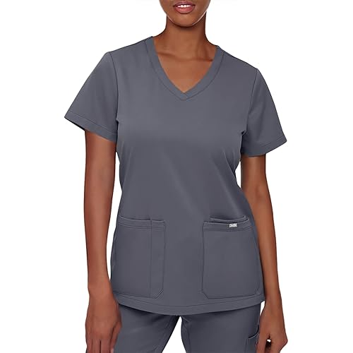 SOULFUL SCRUBS for Women 3 Pocket, Women Scrubs Top V-Neck Regular fit - Stylish Medical Scrub Tops for Women 3000 Cynthia