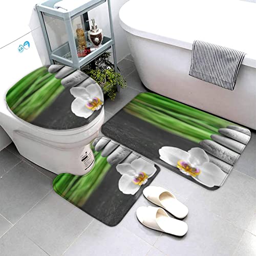 Badematten Set 3D 40x60 Zen absorbierend 3-teiliges Badezimmerteppich-Set maschinenwaschbare weich badteppich schnell… – Bild 4