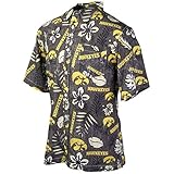 Wes and Willy Mens College Hawaiian Short Sleeve Button Down Shirt Vintage Floral (Medium, Iowa...