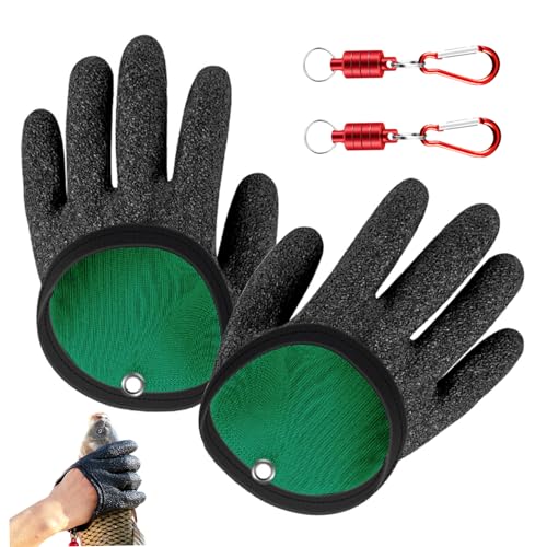 XJKLBYQ Fishing Gloves Waterproof Fisherman Catch Fish Gloves with Carabiner for Men Professional Puncture-Proof Gloves for Handling Slippery Fish, Fishing Gloves Puncture Proof