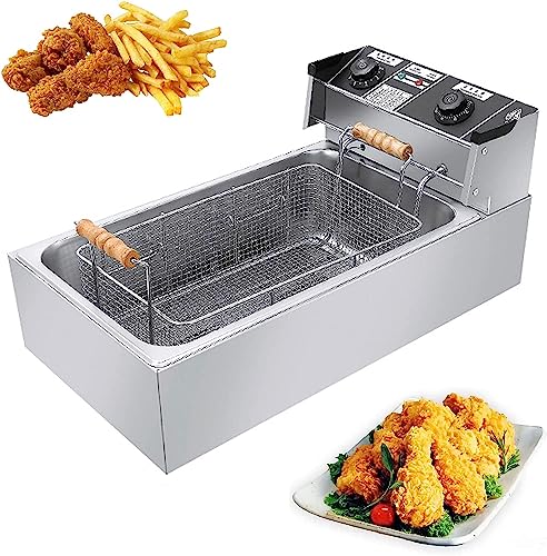 Freidora eléctrica de 3200 W, freidora de Acero Inoxidable de 22 L con Temperatura Ajustable de 50 a 300 °C, Corte de Seguridad, Cesta extraíble de fácil Limpieza, Patas antidesliz