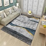 Habitacion Niña Alfombras De Pie De Cama Gris Azul Oro Empalme patrón luz Lujo Sala de Estar Dormitorio antiincrustante Anti-ácaro Alfombra 120X160cm