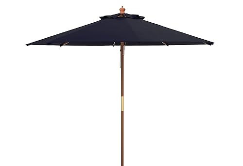Outdoor Collection Cannes White 11-Foot Wooden Pulley Market Umbrella
