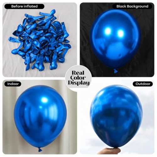 Image of Togvu Metallic Blue Balloons, 50Pack 12 Inch Chrome Blue Latex Party