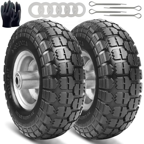 Ruedas para carretilla, neumáticos de goma maciza: neumáticos de goma maciza 4.10 3.50 – 4, ruedas de repuesto 260 x 85 mm, eje de rueda de 20 mm, eje de 20 mm, 2 unidades