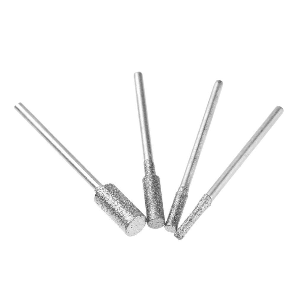 8 pezzi diamante taglio rettifica testa punte montate bit 2,35 mm gambo giada intaglio pietra lucidatura per utensile rotante, come mostrato
