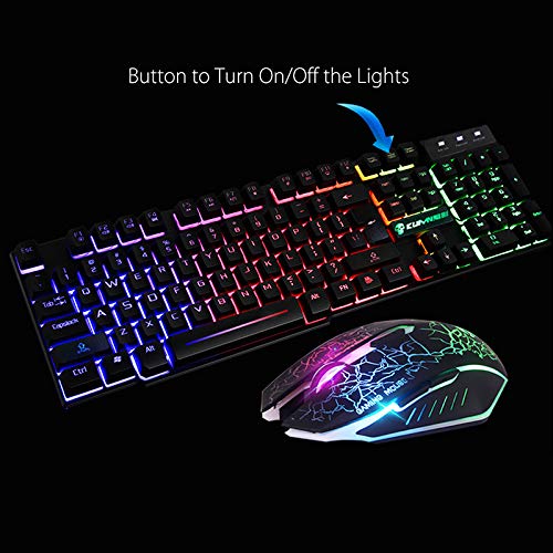 Image of Keyboard Mechanical Gaming Keyboard Mouse Combo Changeable Led Backlit Usb Wired Keyboards Adjustable Dpi Mouse for Tablet Desktop Games
