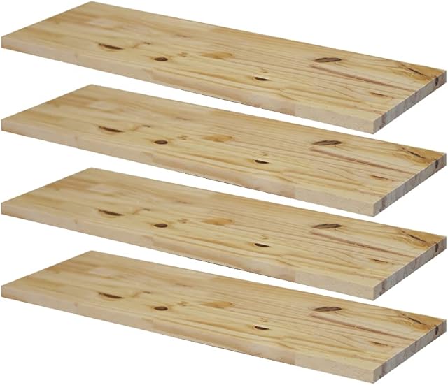 KIT 4 Prateleiras Estante 60x20 Madeira Painel Pinus Nicho Quarto Sala + Suporte Invisível