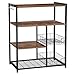 VASAGLE ALINRU Kitchen Baker's Rack, Industrial Kitchen Shelf with 2 Mesh Baskets and 6 Hooks, Microwave Oven Stand, Rustic Brown UKKS96X