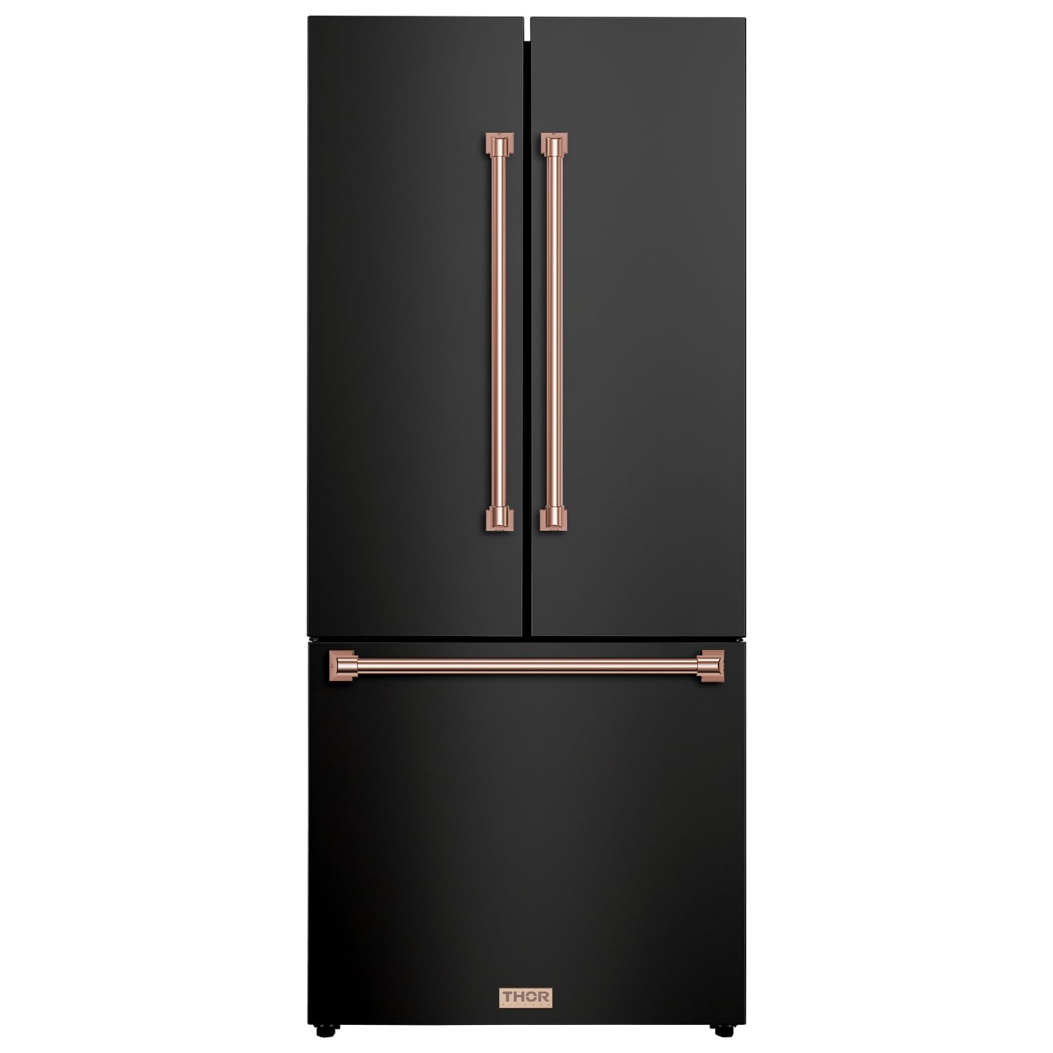 Thor Kitchen Gordon Ramsay 30 Inch 17.7 cu ft French Door Counter Depth Refrigerator with Ice Maker in Black/Rose Gold on Fridge.com