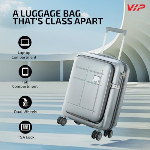 Image of VIP Check-In Trolley, 69Cms, Hard Sided Polycarbonate Luggage (Medium), With 360 Spin 8 360 Degree Wheels, Tsa Lock & Wet Pouch In Suitcase | Silver | Zorro