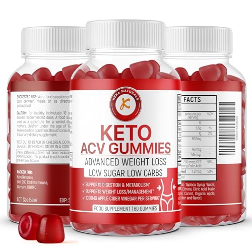 ACV Keto Gummies for Weight Loss - Weight Fat Management - Low Carbs - Low Sugar - Apple Cider Vinegar Detox Cleanse - Beet Root Vitamin B12-60 pcs