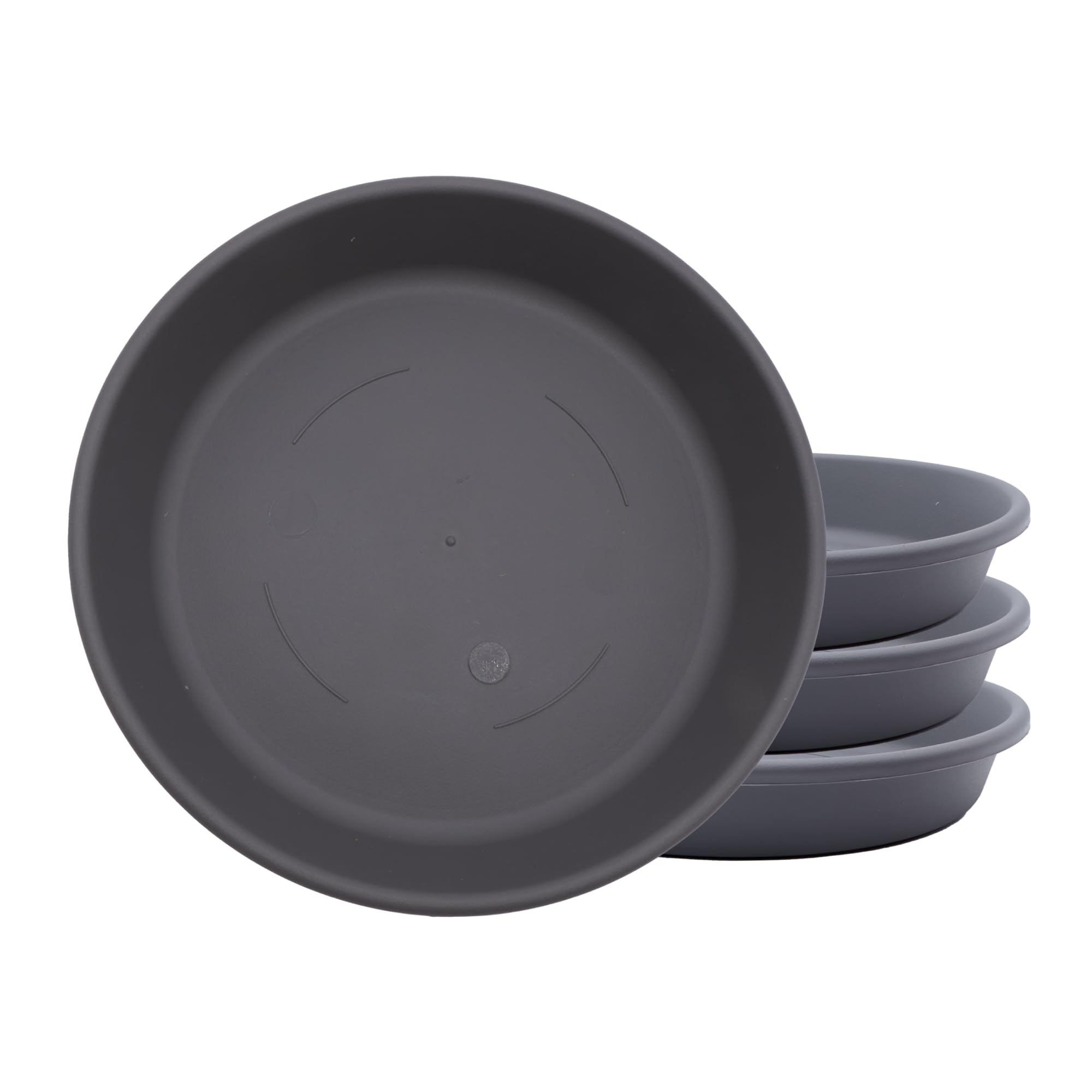 The HC Companies SLI06000A42T036LREFD Classic Round Plastic Plant Saucer, 6" (Pack of 4), Warm Gray