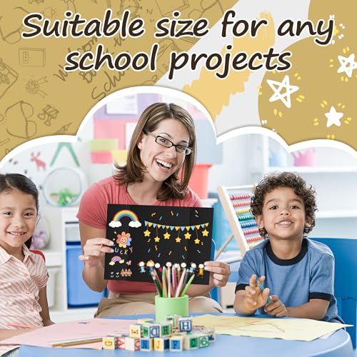 Image of PSHVYM 4 Pcs Black Trifold Poster Board, 21.5 x 14 inches Poster Board with Double Sided Tapes and Cardboard, Corrugated Presentation /Display Board for School Project, Science Fair, Business