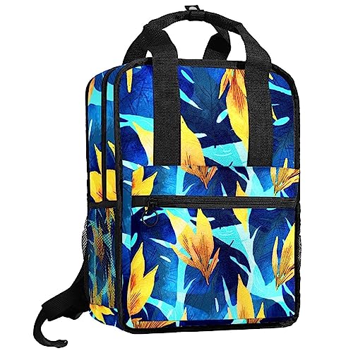 Sac à dos feuilles tropicales multicolore au design ajustable unique