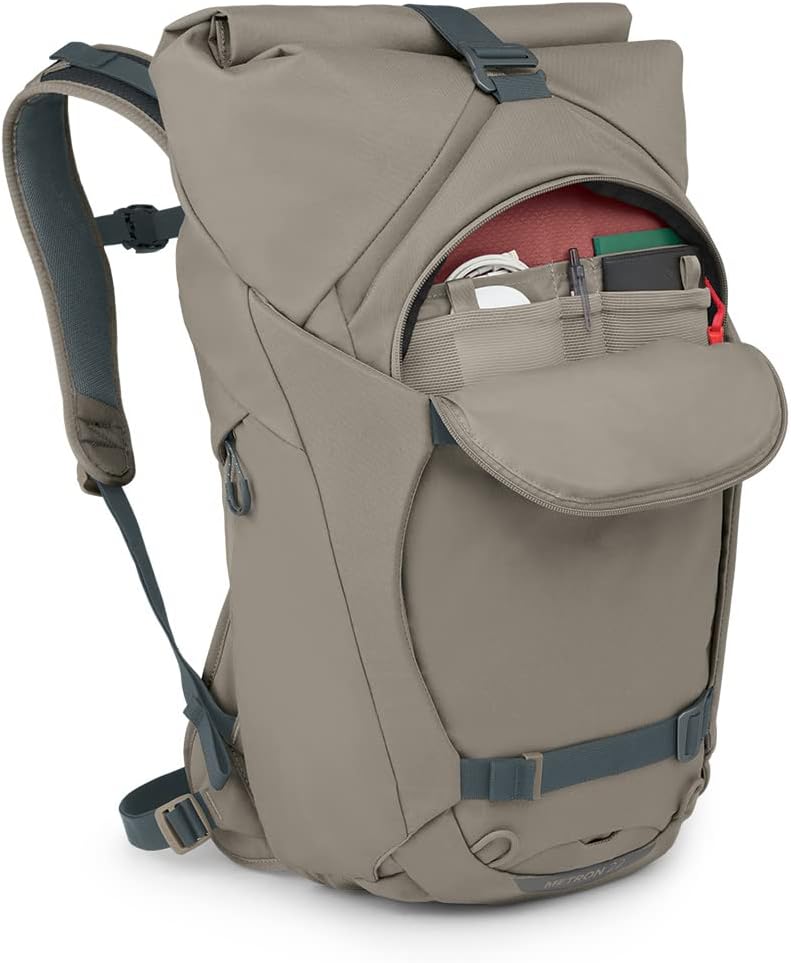 Osprey Metron 22L Roll Top Commuter Backpack, Tan Concrete