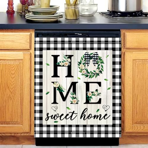 Image of Sweet Home Dishwasher Magnet Cover, Summer Eucalyptus Leaves Dishwasher Magnetic Cover for Kitchen Decoration Farmhouse Dish Washer Covers Refrigerator Sticker Fridge Panel Decal 23x26In