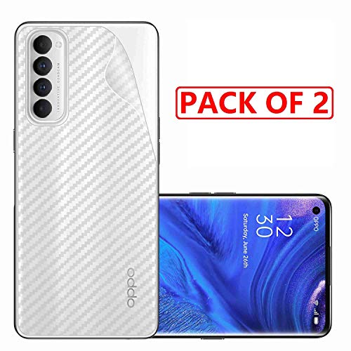 Image of Compatible with (Pack of 2) Oppo Reno 4 Pro Back Screen Protective Film Carbon Fiber Skin Transparent Screen Guard Sticker