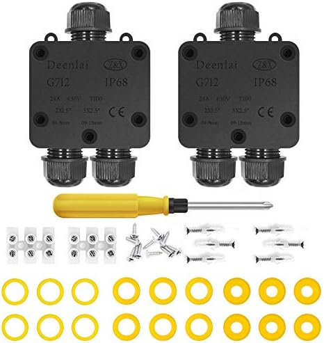 Waterproof Junction Box - IP68 Waterproof Electrical Junction Boxes Outdoor 3 Way Ø 4mm -14mm, Black Plastic Gland External Waterproof Cable Connector