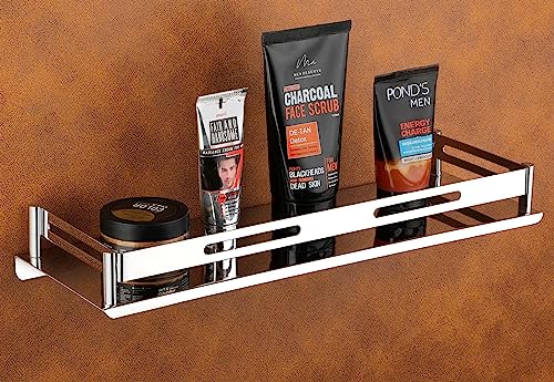Image of iSTAR 304 Stainless Steel Bathroom Shelf /Stand Kitchen Shelf /Bathroom Shelf and Rack /Bathroom Accessories Silver Stainless Steel Wall Shelf (12 X 5 Inches)