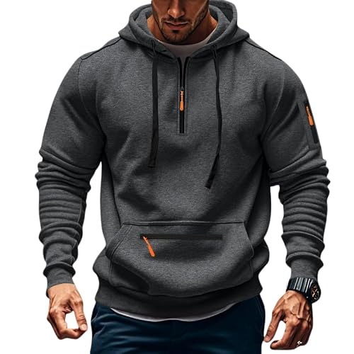Men's Fleece Hoodie Sweatshirts Workout Athletic Hoodies Long Sleeve Quarter