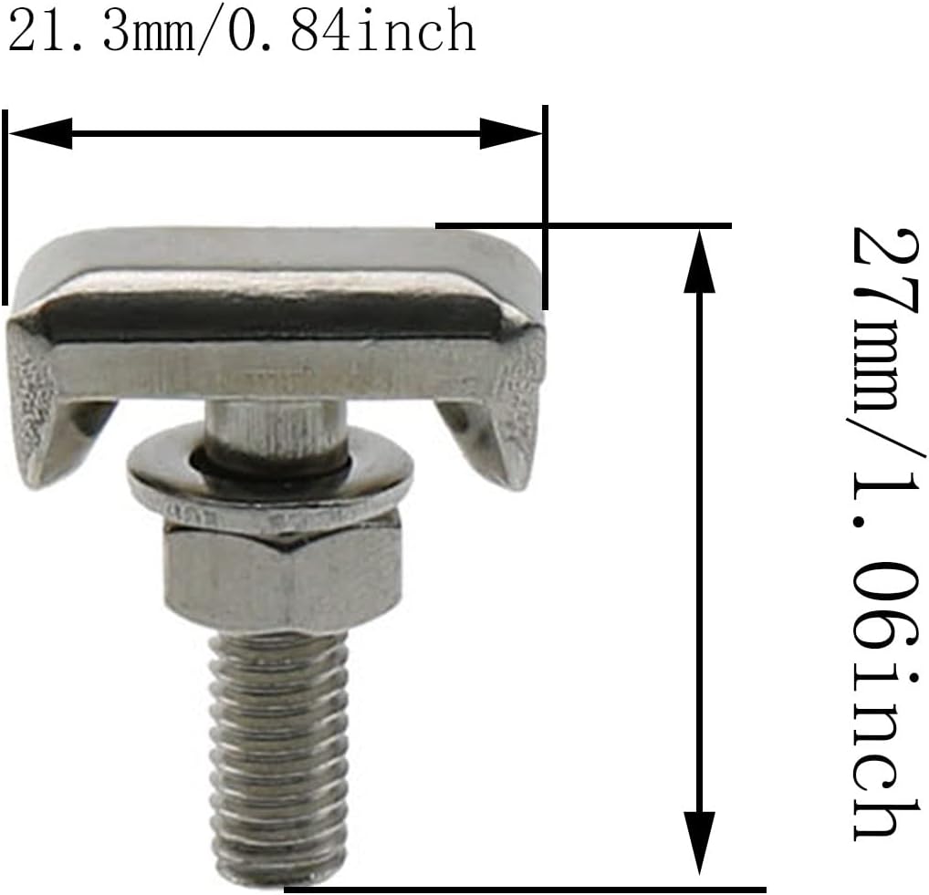 T-Bolt ZZHXSM 2 Sets Battery Clamp Terminal T Bolt Kit Car T-Bolt Battery Terminals Connector Accessories (2 x Bolts + 2 x Nuts + 2 x Washers)