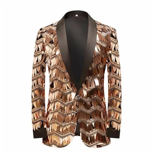 Men Striped Champagne Sequin Shiny Groom Wedding Party Banquet Singer Concert Tuxedo Blazer Jacket