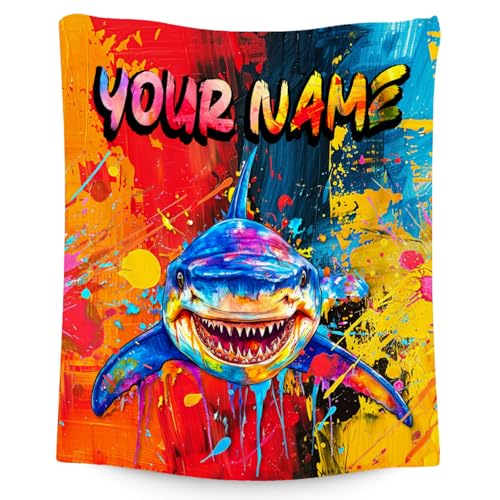 Blanket for Boys Custom Shark Blankets Gifts - Cozy Soft Fleece Throw for Room Decor - 4 Sizes
