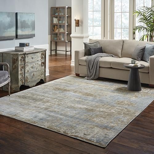 Oriental Weavers Formations Hand-Made Area Rug - 70001-6' x 9' - in Blue/Brown - Modern Style, Hand-Made Viscose Rugs, Dining, Living Room Rug