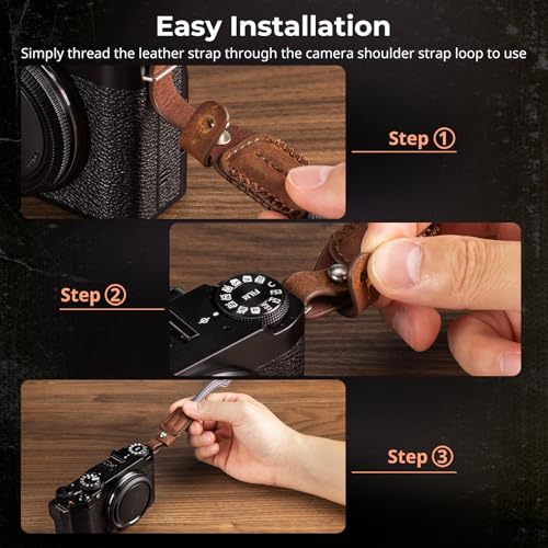 Image of SMALLIRG Rope Camera Neck Shoulder Strap, Adjustable Braided Shoulder Strap with O-Ring and Leather Pad