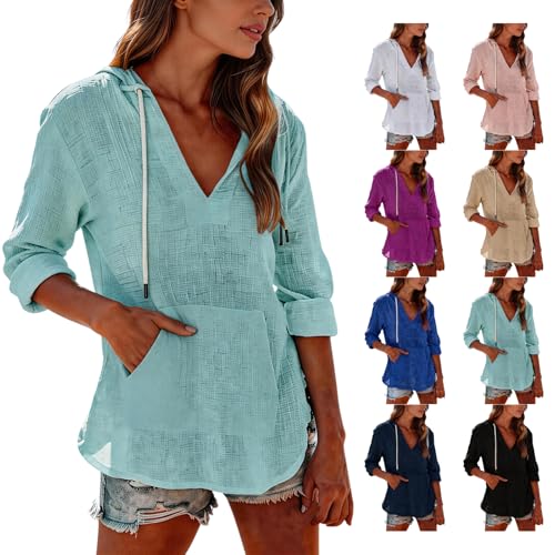 Beach Cover Up for Women with Code EAM2OSAZ - Hooded Linen Top