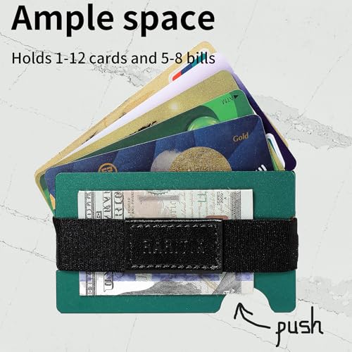 Image of Minimalist Carbon Fiber Wallet for Men, Money Clip Cash Strap Wallet, RFID Blocking Metal Wallet Aluminum Card Holder,Front Pocket Wallet