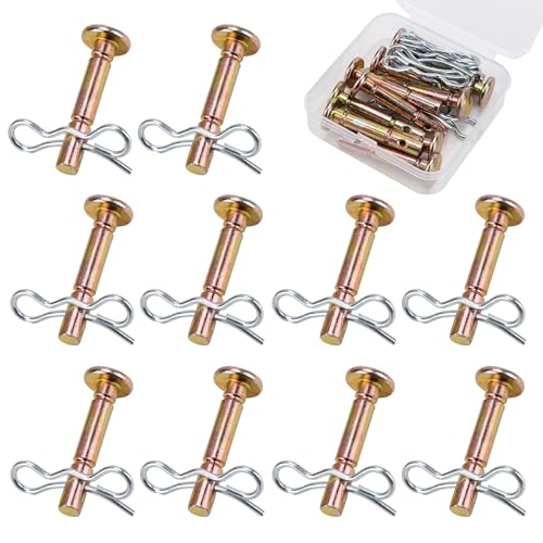 10 Pairs Shear Pins & Cotters Pins for Snowblowers Replacement Cotter Pin Assortment Kit Replace 738-04124A 938-04124A 738-04124 Suitable for Craftsman Troy-Bilt Yard-Man Yard-Machines (Gold)