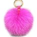 FURTALK Genuine Large Fox Fur Pompoms Mobile Strap Coppia Keychain Fox Fur Ball (rose red)