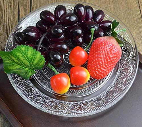 Image of PrimeWorld Glass Salad Plates - Set of 6 | 10 Inch Clear Vintage Embossed Glass Dinner Plates | Designer Serving Plates for Salad, Pasta, Fruits, Desserts | Wedding & Home Dining Tableware