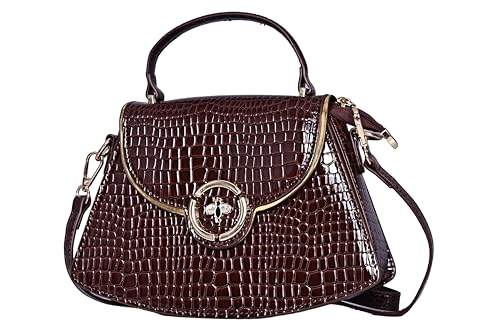 Luxe Croc-Embossed Top Handle Handbag – Premium Vegan Leather, Iconic